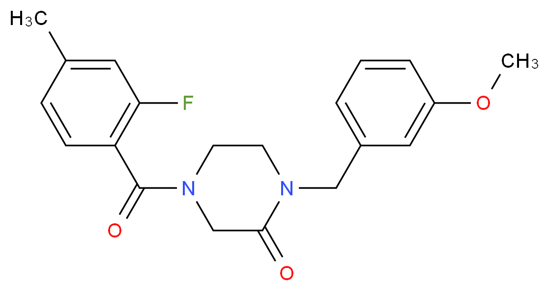 4-(2-fluoro-4-methylbenzoyl)-1-(3-methoxybenzyl)-2-piperazinone_分子结构_CAS_)