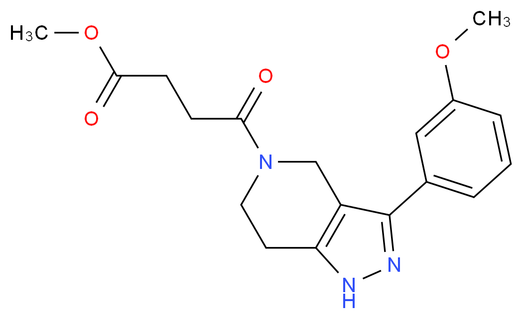 methyl 4-[3-(3-methoxyphenyl)-1,4,6,7-tetrahydro-5H-pyrazolo[4,3-c]pyridin-5-yl]-4-oxobutanoate_分子结构_CAS_)