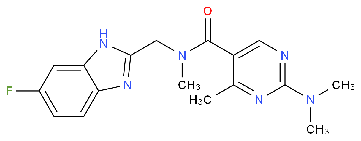 2-(dimethylamino)-N-[(6-fluoro-1H-benzimidazol-2-yl)methyl]-N,4-dimethyl-5-pyrimidinecarboxamide_分子结构_CAS_)