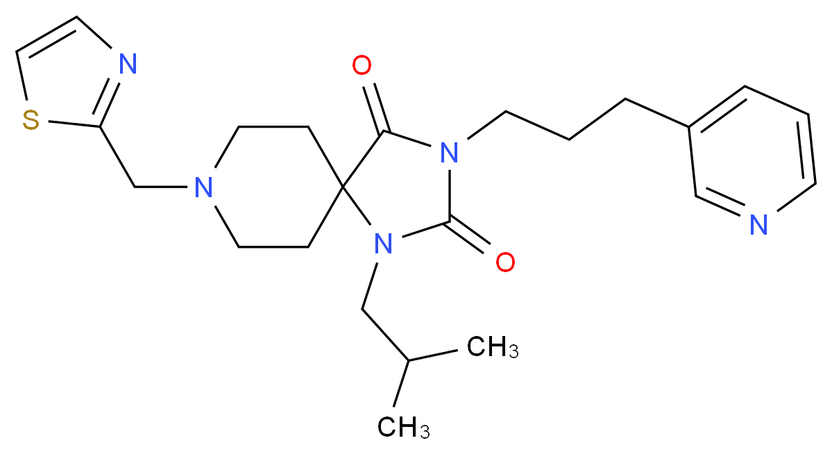 1-isobutyl-3-[3-(3-pyridinyl)propyl]-8-(1,3-thiazol-2-ylmethyl)-1,3,8-triazaspiro[4.5]decane-2,4-dione_分子结构_CAS_)