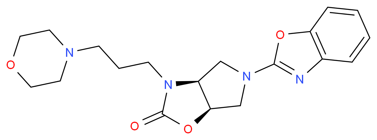 (3aS*,6aR*)-5-(1,3-benzoxazol-2-yl)-3-(3-morpholin-4-ylpropyl)hexahydro-2H-pyrrolo[3,4-d][1,3]oxazol-2-one_分子结构_CAS_)