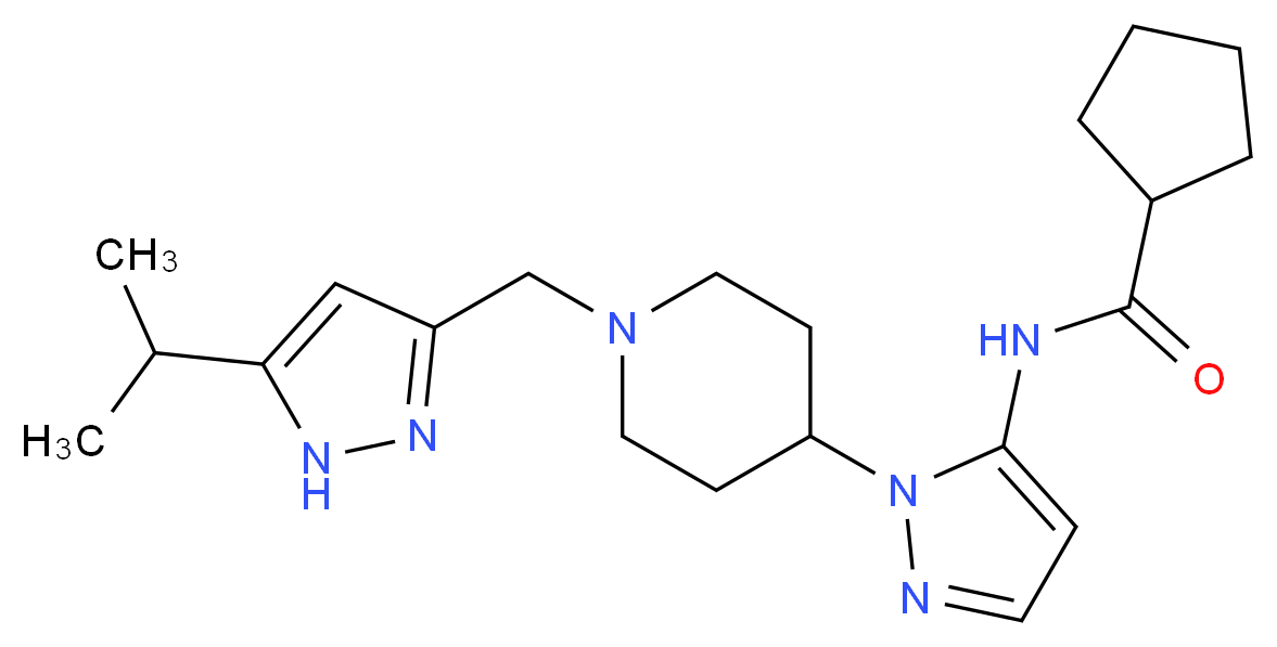 N-(1-{1-[(5-isopropyl-1H-pyrazol-3-yl)methyl]-4-piperidinyl}-1H-pyrazol-5-yl)cyclopentanecarboxamide_分子结构_CAS_)