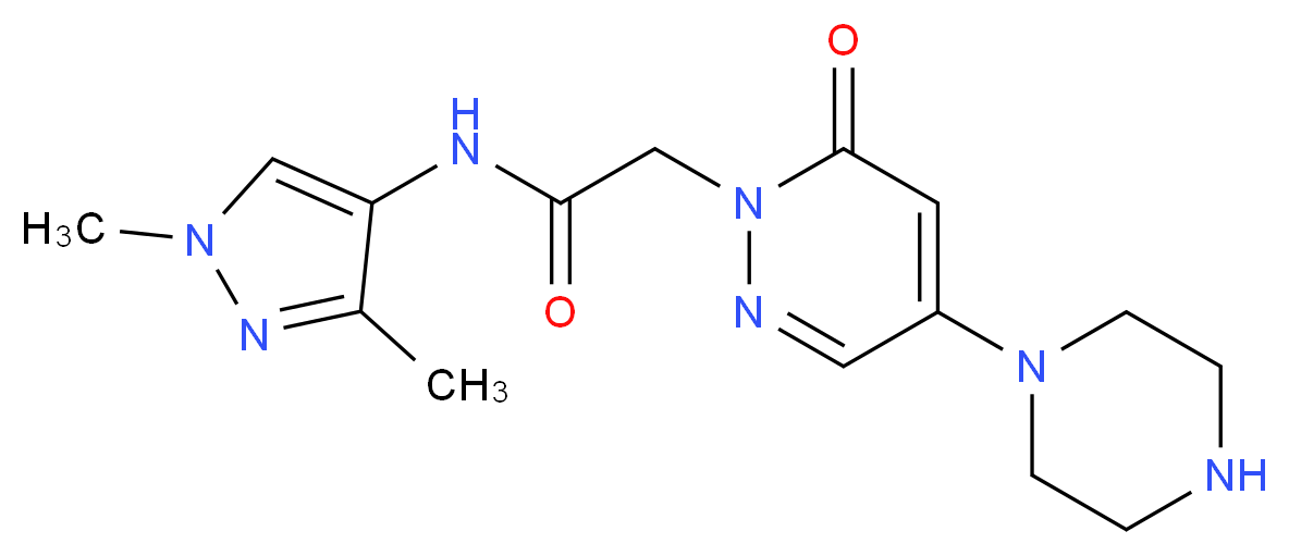 N-(1,3-dimethyl-1H-pyrazol-4-yl)-2-(6-oxo-4-piperazin-1-ylpyridazin-1(6H)-yl)acetamide_分子结构_CAS_)