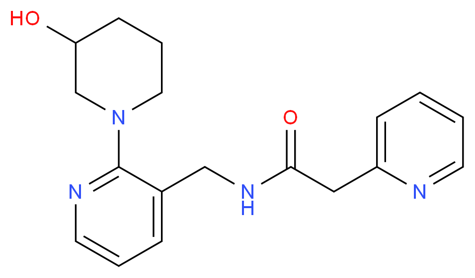 N-{[2-(3-hydroxy-1-piperidinyl)-3-pyridinyl]methyl}-2-(2-pyridinyl)acetamide_分子结构_CAS_)