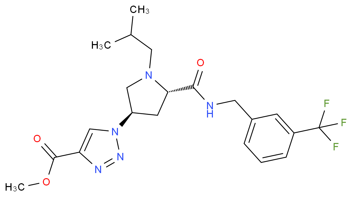 methyl 1-[(3R,5S)-1-isobutyl-5-({[3-(trifluoromethyl)benzyl]amino}carbonyl)-3-pyrrolidinyl]-1H-1,2,3-triazole-4-carboxylate_分子结构_CAS_)