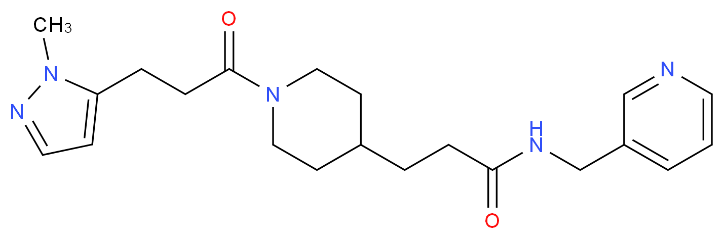 3-{1-[3-(1-methyl-1H-pyrazol-5-yl)propanoyl]piperidin-4-yl}-N-(pyridin-3-ylmethyl)propanamide_分子结构_CAS_)