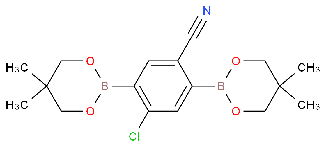 4-chloro-2,5-bis(5,5-dimethyl-1,3,2-dioxaborinan-2-yl)benzonitrile_分子结构_CAS_1072944-28-5