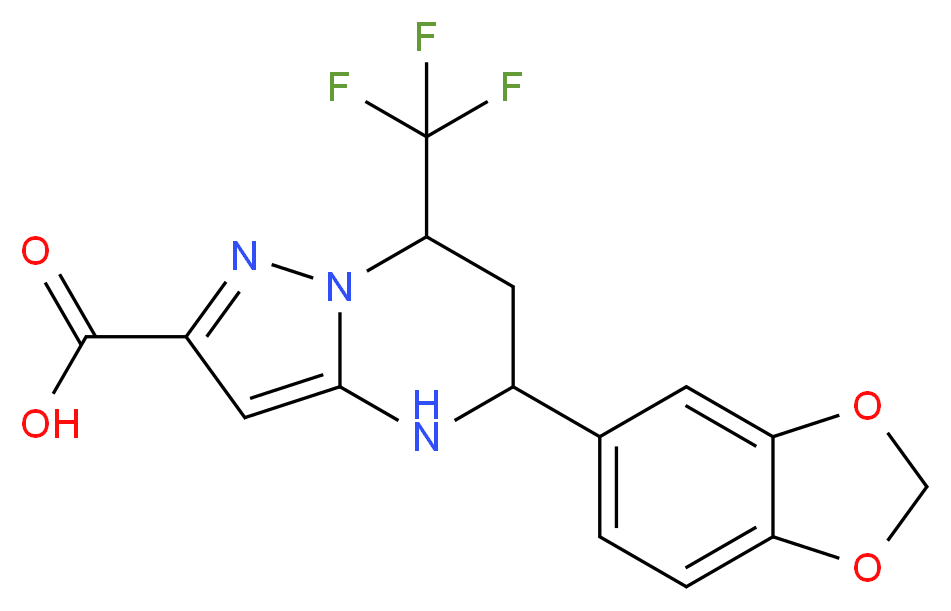 5-Benzo[1,3]dioxol-5-yl-7-trifluoromethyl-4,5,6,7-tetrahydro-pyrazolo[1,5-a]pyrimidine-2-carboxylic_分子结构_CAS_)