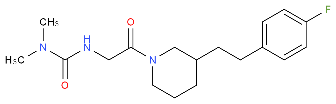 N'-(2-{3-[2-(4-fluorophenyl)ethyl]-1-piperidinyl}-2-oxoethyl)-N,N-dimethylurea (non-preferred name)_分子结构_CAS_)