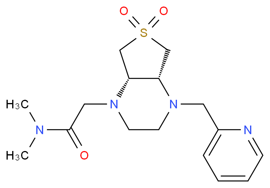 2-[(4aR*,7aS*)-6,6-dioxido-4-(pyridin-2-ylmethyl)hexahydrothieno[3,4-b]pyrazin-1(2H)-yl]-N,N-dimethylacetamide_分子结构_CAS_)