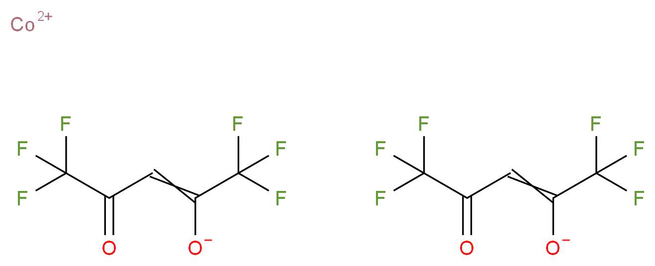 cobalt(2+) ion bis(1,1,1,5,5,5-hexafluoro-4-oxopent-2-en-2-olate)_分子结构_CAS_19648-83-0