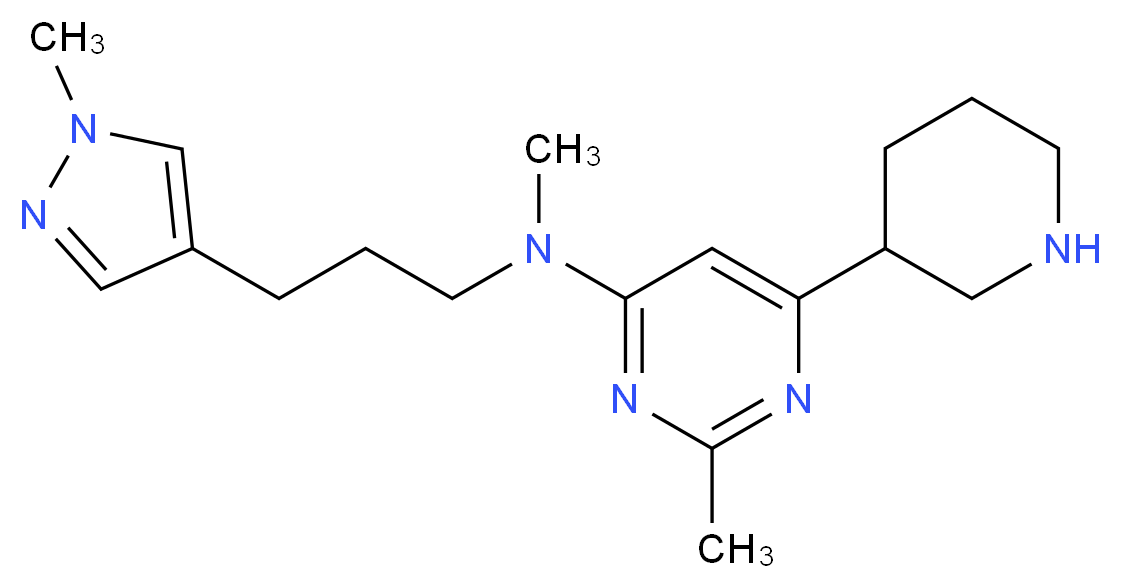 N,2-dimethyl-N-[3-(1-methyl-1H-pyrazol-4-yl)propyl]-6-piperidin-3-ylpyrimidin-4-amine_分子结构_CAS_)