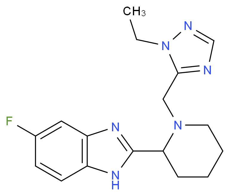 2-{1-[(1-ethyl-1H-1,2,4-triazol-5-yl)methyl]piperidin-2-yl}-5-fluoro-1H-benzimidazole_分子结构_CAS_)