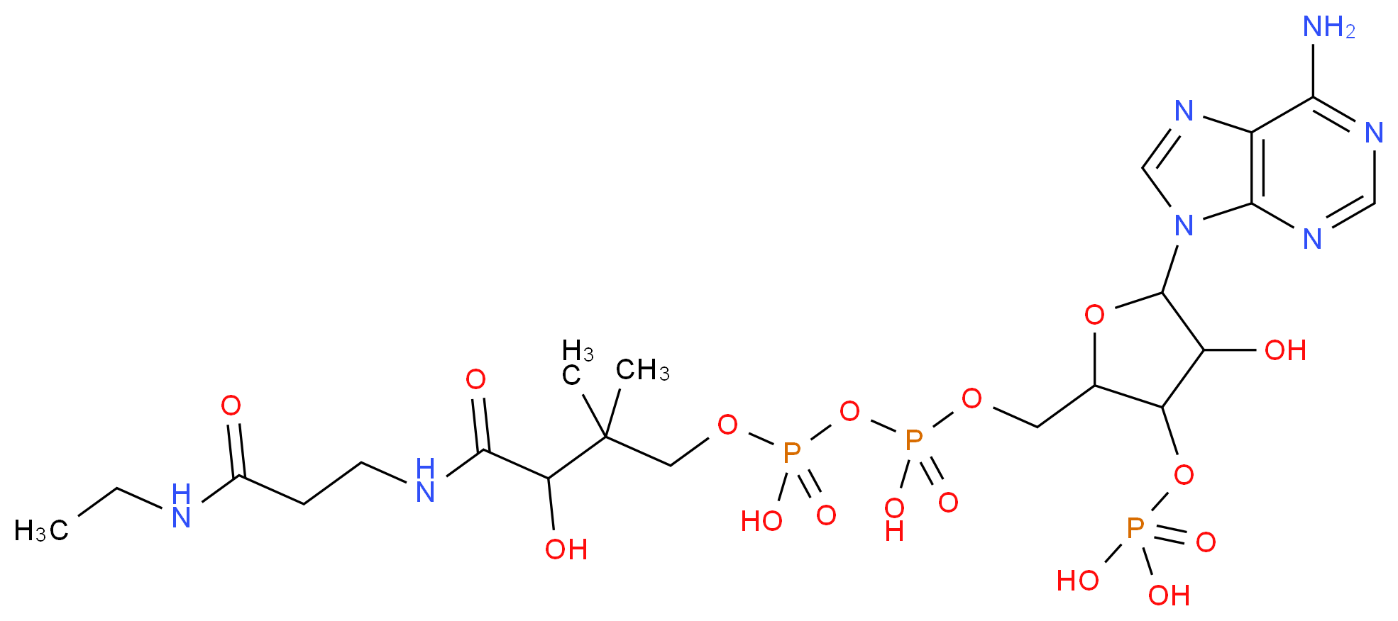 {[5-(6-amino-9H-purin-9-yl)-2-{[({[(3-{[2-(ethylcarbamoyl)ethyl]carbamoyl}-3-hydroxy-2,2-dimethylpropoxy)(hydroxy)phosphoryl]oxy}(hydroxy)phosphoryl)oxy]methyl}-4-hydroxyoxolan-3-yl]oxy}phosphonic acid_分子结构_CAS_5863-40-1