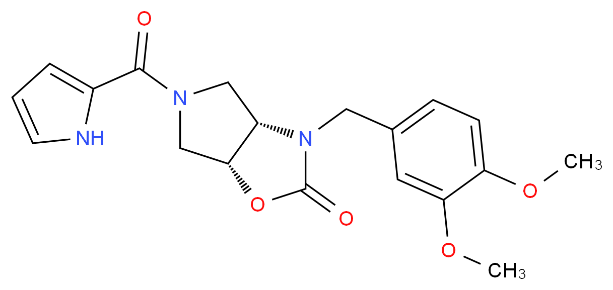 (3aS*,6aR*)-3-(3,4-dimethoxybenzyl)-5-(1H-pyrrol-2-ylcarbonyl)hexahydro-2H-pyrrolo[3,4-d][1,3]oxazol-2-one_分子结构_CAS_)