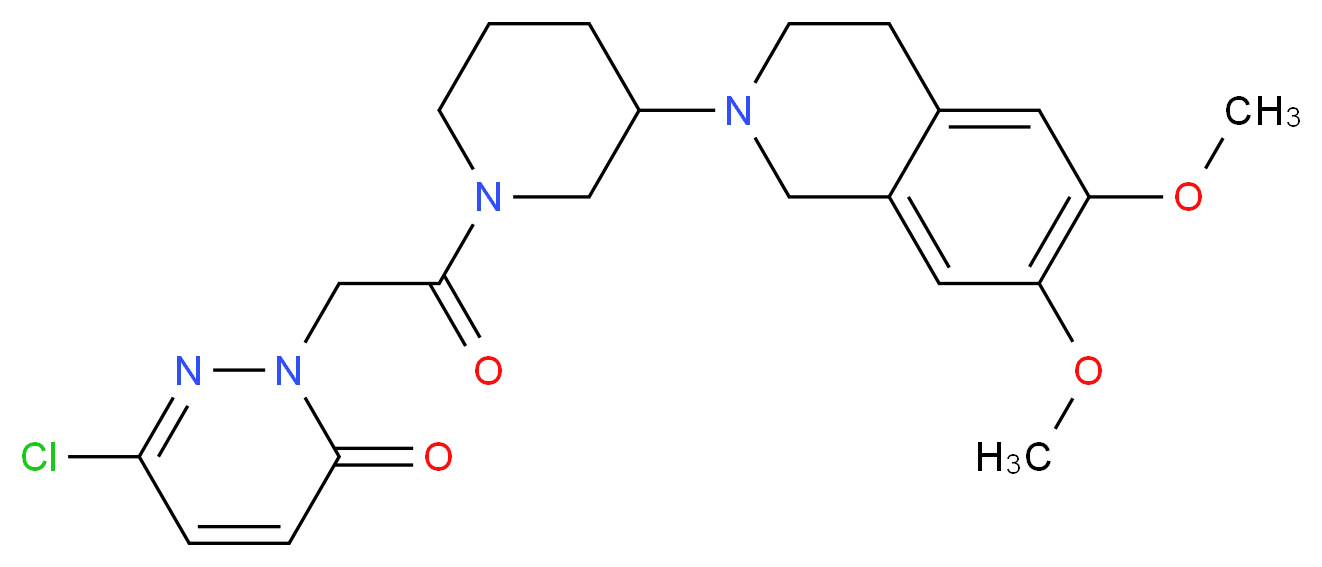 6-chloro-2-{2-[3-(6,7-dimethoxy-3,4-dihydro-2(1H)-isoquinolinyl)-1-piperidinyl]-2-oxoethyl}-3(2H)-pyridazinone_分子结构_CAS_)