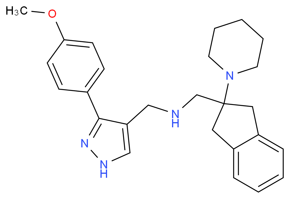 1-[3-(4-methoxyphenyl)-1H-pyrazol-4-yl]-N-{[2-(1-piperidinyl)-2,3-dihydro-1H-inden-2-yl]methyl}methanamine_分子结构_CAS_)