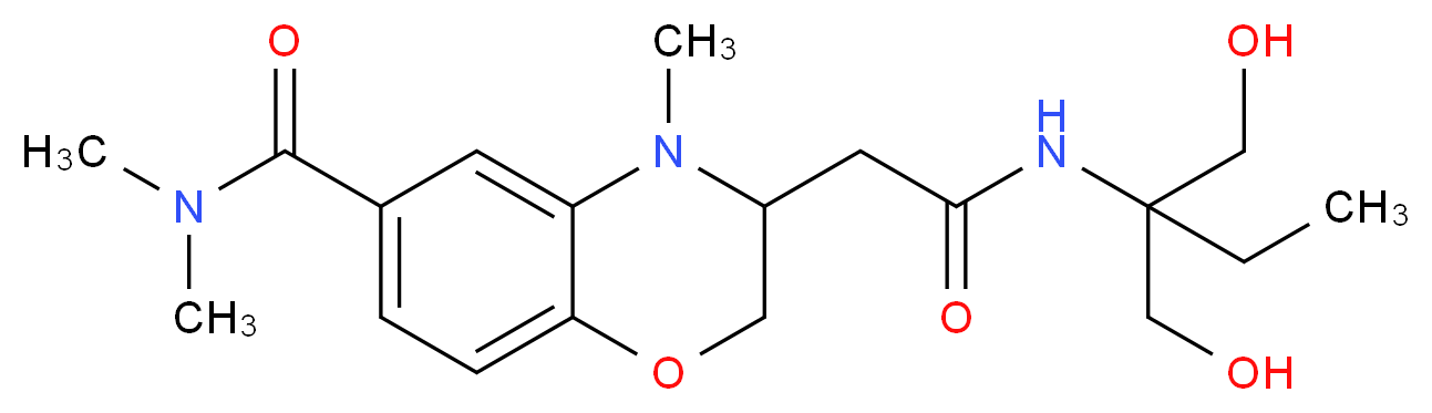 3-(2-{[1,1-bis(hydroxymethyl)propyl]amino}-2-oxoethyl)-N,N,4-trimethyl-3,4-dihydro-2H-1,4-benzoxazine-6-carboxamide_分子结构_CAS_)