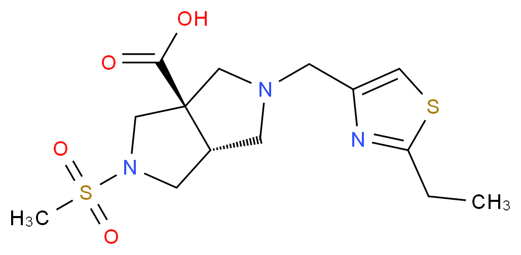 (3aR*,6aR*)-2-[(2-ethyl-1,3-thiazol-4-yl)methyl]-5-(methylsulfonyl)hexahydropyrrolo[3,4-c]pyrrole-3a(1H)-carboxylic acid_分子结构_CAS_)
