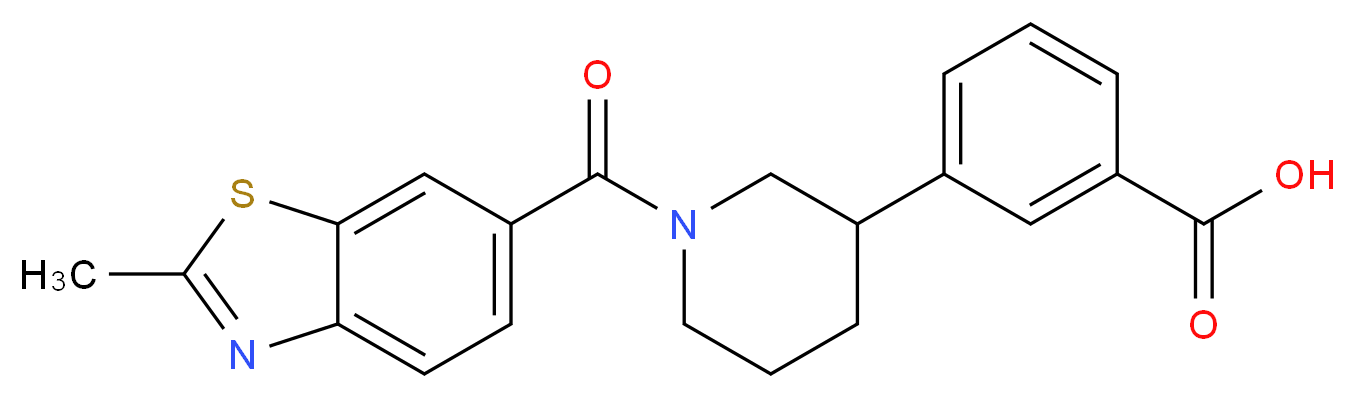 3-{1-[(2-methyl-1,3-benzothiazol-6-yl)carbonyl]piperidin-3-yl}benzoic acid_分子结构_CAS_)