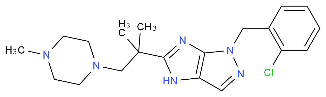 1-(2-chlorobenzyl)-5-[1,1-dimethyl-2-(4-methyl-1-piperazinyl)ethyl]-1,4-dihydroimidazo[4,5-c]pyrazole_分子结构_CAS_)