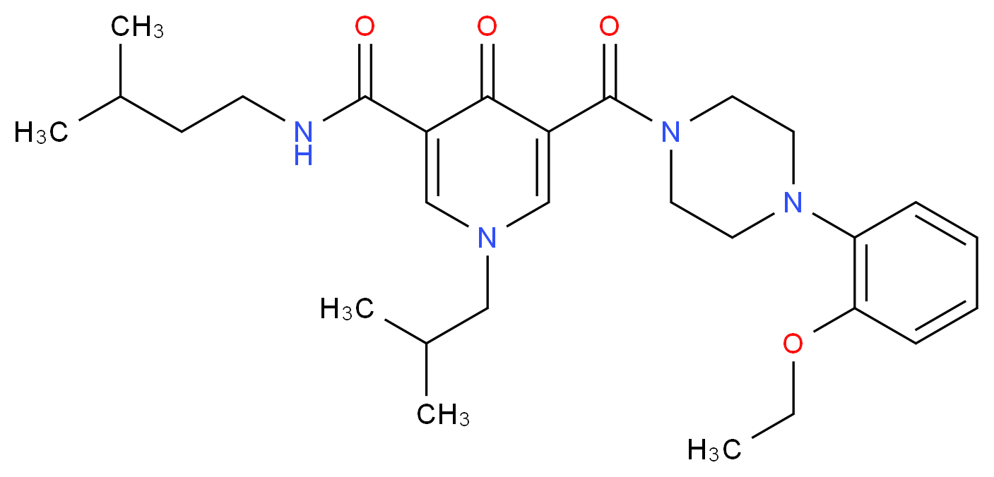 5-{[4-(2-ethoxyphenyl)-1-piperazinyl]carbonyl}-1-isobutyl-N-(3-methylbutyl)-4-oxo-1,4-dihydro-3-pyridinecarboxamide_分子结构_CAS_)