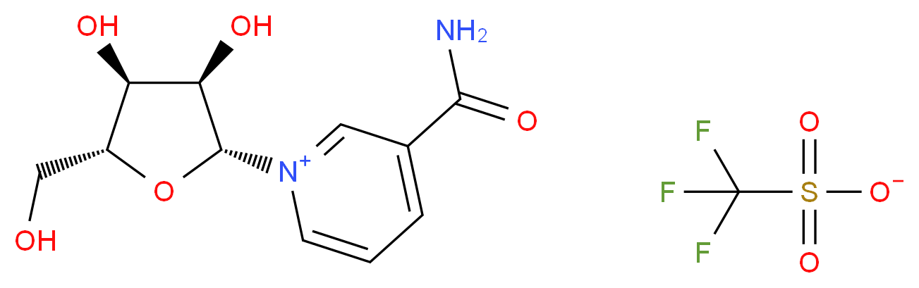 3-carbamoyl-1-[(2R,3R,4S,5R)-3,4-dihydroxy-5-(hydroxymethyl)oxolan-2-yl]-1λ<sup>5</sup>-pyridin-1-ylium trifluoromethanesulfonate_分子结构_CAS_445489-49-6