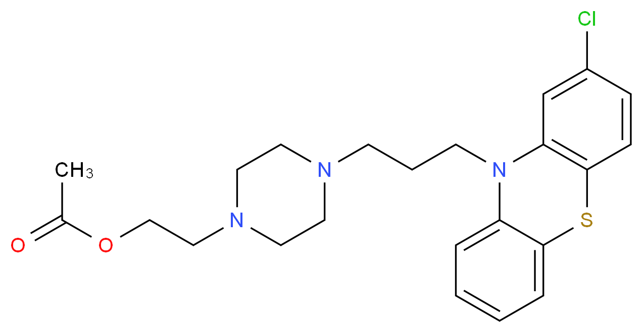 2-{4-[3-(2-chloro-10H-phenothiazin-10-yl)propyl]piperazin-1-yl}ethyl acetate_分子结构_CAS_84-06-0