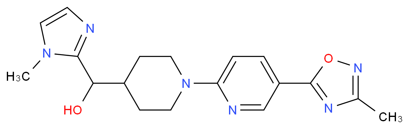 (1-methyl-1H-imidazol-2-yl){1-[5-(3-methyl-1,2,4-oxadiazol-5-yl)pyridin-2-yl]piperidin-4-yl}methanol_分子结构_CAS_)