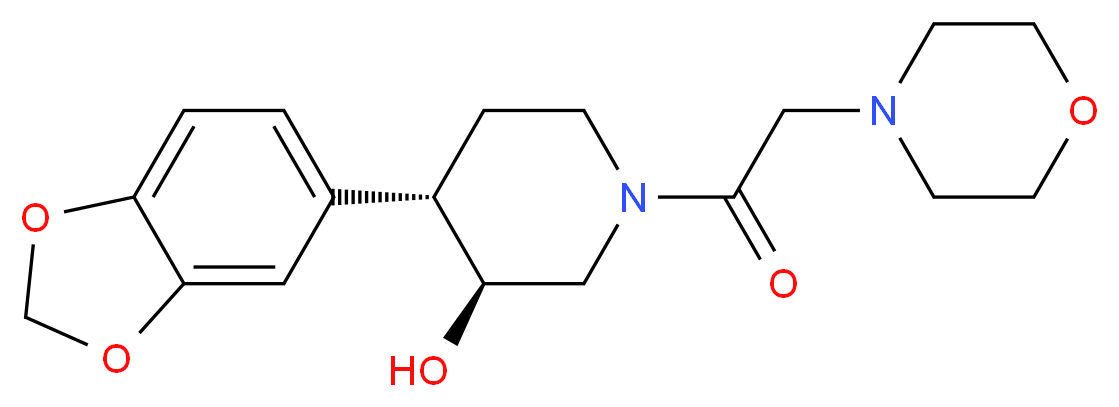 (3S*,4S*)-4-(1,3-benzodioxol-5-yl)-1-(morpholin-4-ylacetyl)piperidin-3-ol_分子结构_CAS_)