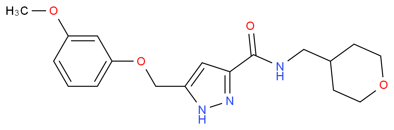 5-[(3-methoxyphenoxy)methyl]-N-(tetrahydro-2H-pyran-4-ylmethyl)-1H-pyrazole-3-carboxamide_分子结构_CAS_)
