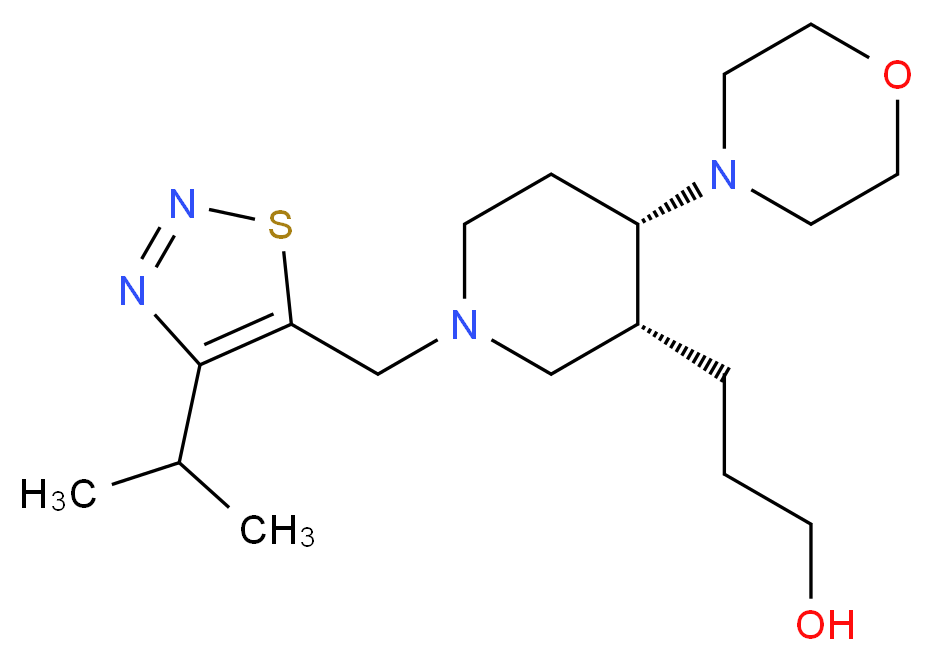 3-{(3R*,4S*)-1-[(4-isopropyl-1,2,3-thiadiazol-5-yl)methyl]-4-morpholin-4-ylpiperidin-3-yl}propan-1-ol_分子结构_CAS_)