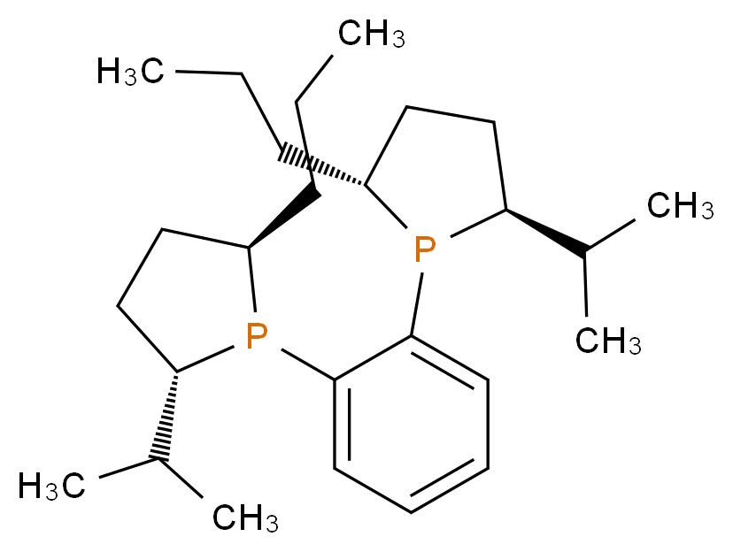 (2S,5R)-2-(propan-2-yl)-1-{2-[(2S,5R)-2-(propan-2-yl)-5-propylphospholan-1-yl]phenyl}-5-propylphospholane_分子结构_CAS_147253-69-8