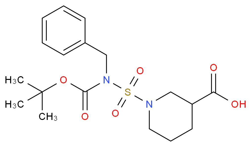 1-({benzyl[(tert-butoxy)carbonyl]amino}sulfonyl)piperidine-3-carboxylic acid_分子结构_CAS_1017782-65-8