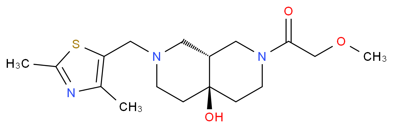 (4aR*,8aR*)-2-[(2,4-dimethyl-1,3-thiazol-5-yl)methyl]-7-(methoxyacetyl)octahydro-2,7-naphthyridin-4a(2H)-ol_分子结构_CAS_)