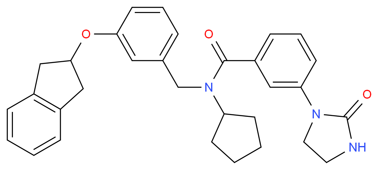 N-cyclopentyl-N-[3-(2,3-dihydro-1H-inden-2-yloxy)benzyl]-3-(2-oxo-1-imidazolidinyl)benzamide_分子结构_CAS_)
