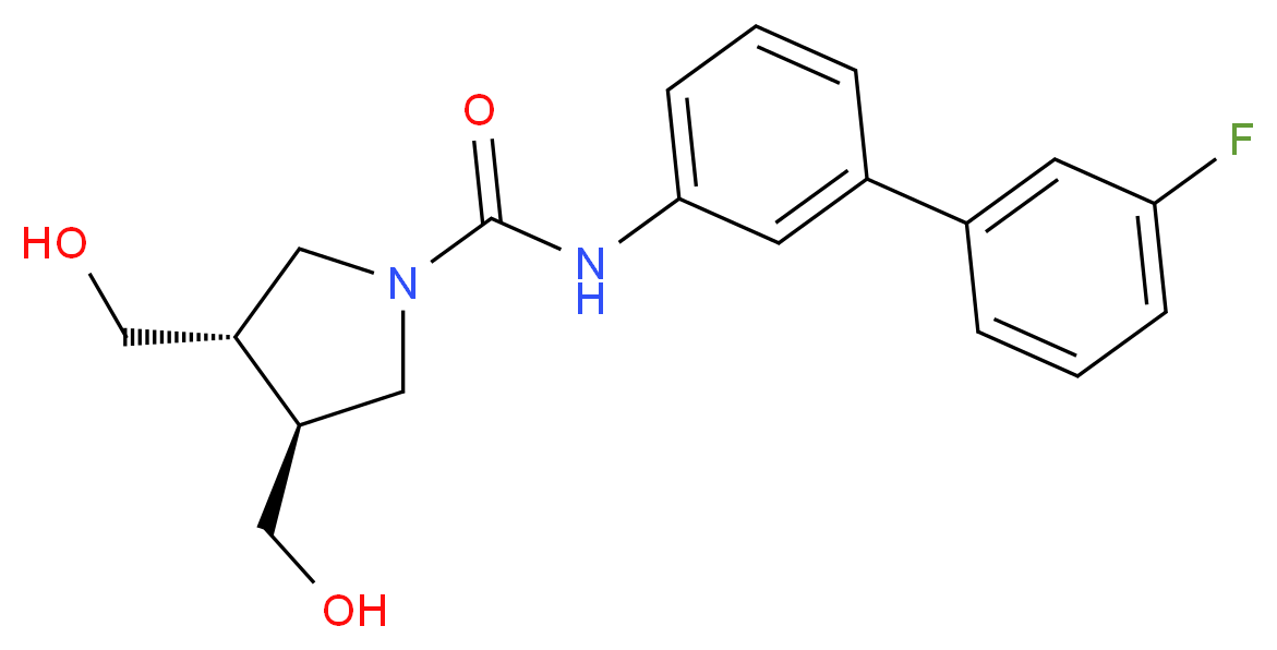 (3S*,4S*)-N-(3'-fluorobiphenyl-3-yl)-3,4-bis(hydroxymethyl)pyrrolidine-1-carboxamide_分子结构_CAS_)