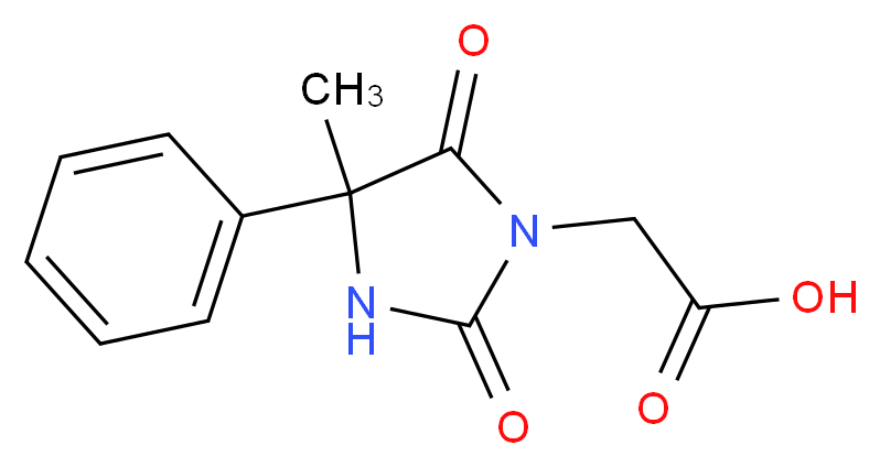 (4-methyl-2,5-dioxo-4-phenylimidazolidin-1-yl)acetic acid_分子结构_CAS_726-88-5)
