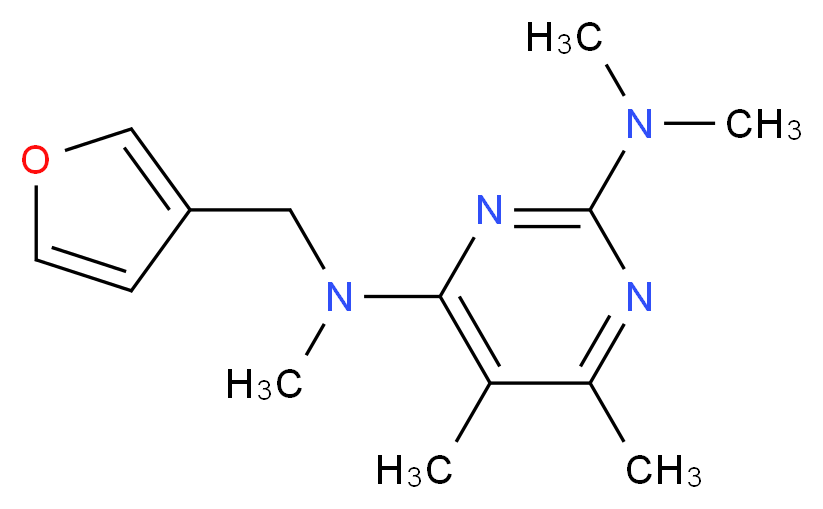 N~4~-(3-furylmethyl)-N~2~,N~2~,N~4~,5,6-pentamethylpyrimidine-2,4-diamine_分子结构_CAS_)