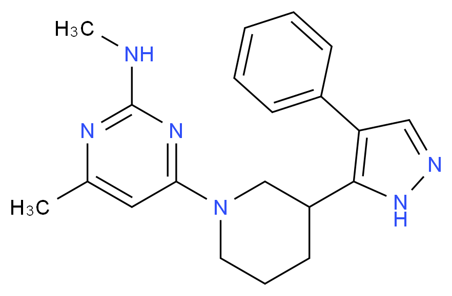 N,4-dimethyl-6-[3-(4-phenyl-1H-pyrazol-5-yl)piperidin-1-yl]pyrimidin-2-amine_分子结构_CAS_)