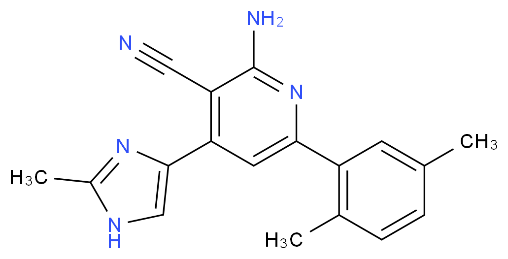 2-amino-6-(2,5-dimethylphenyl)-4-(2-methyl-1H-imidazol-4-yl)nicotinonitrile_分子结构_CAS_)