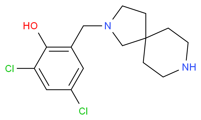 2,4-dichloro-6-(2,8-diazaspiro[4.5]dec-2-ylmethyl)phenol_分子结构_CAS_)