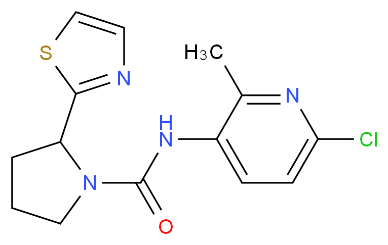 N-(6-chloro-2-methylpyridin-3-yl)-2-(1,3-thiazol-2-yl)pyrrolidine-1-carboxamide_分子结构_CAS_)