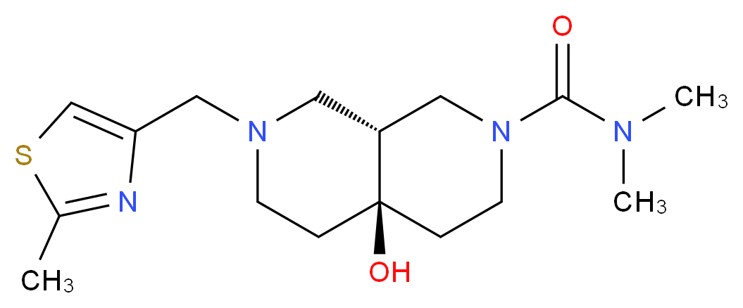 (4aR*,8aR*)-4a-hydroxy-N,N-dimethyl-7-[(2-methyl-1,3-thiazol-4-yl)methyl]octahydro-2,7-naphthyridine-2(1H)-carboxamide_分子结构_CAS_)