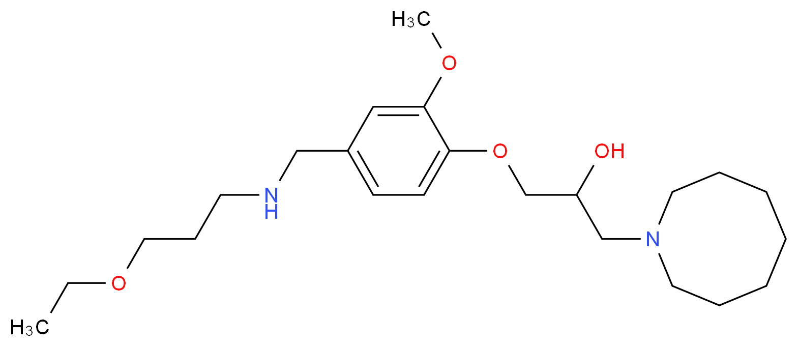 1-(1-azocanyl)-3-(4-{[(3-ethoxypropyl)amino]methyl}-2-methoxyphenoxy)-2-propanol_分子结构_CAS_)