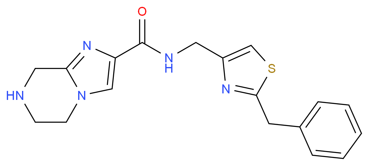N-[(2-benzyl-1,3-thiazol-4-yl)methyl]-5,6,7,8-tetrahydroimidazo[1,2-a]pyrazine-2-carboxamide_分子结构_CAS_)