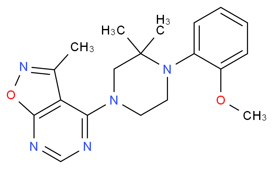 4-[4-(2-methoxyphenyl)-3,3-dimethyl-1-piperazinyl]-3-methylisoxazolo[5,4-d]pyrimidine_分子结构_CAS_)