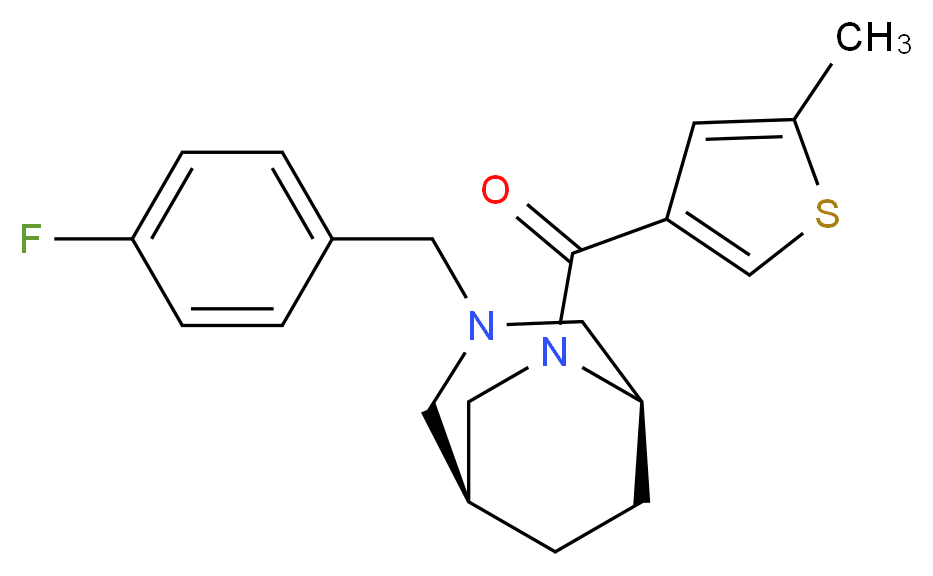 (1S*,5R*)-3-(4-fluorobenzyl)-6-[(5-methyl-3-thienyl)carbonyl]-3,6-diazabicyclo[3.2.2]nonane_分子结构_CAS_)