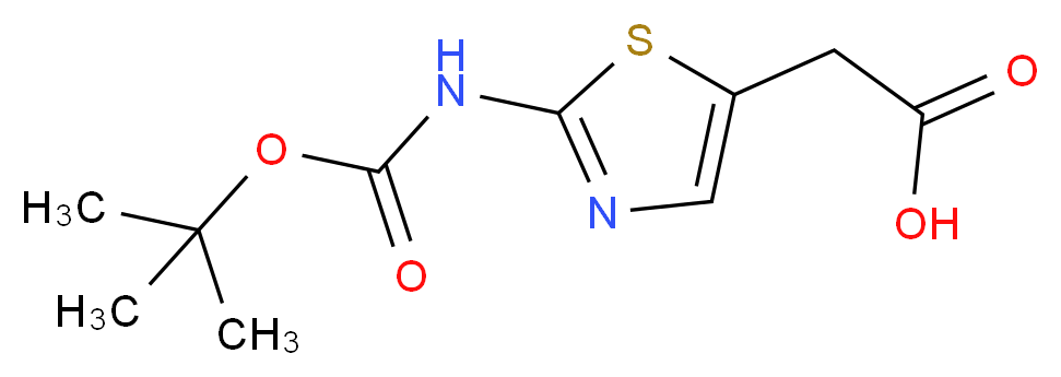 2-(2-(tert-Butoxycarbonylamino)-thiazol-5-yl)acetic acid_分子结构_CAS_723278-39-5)