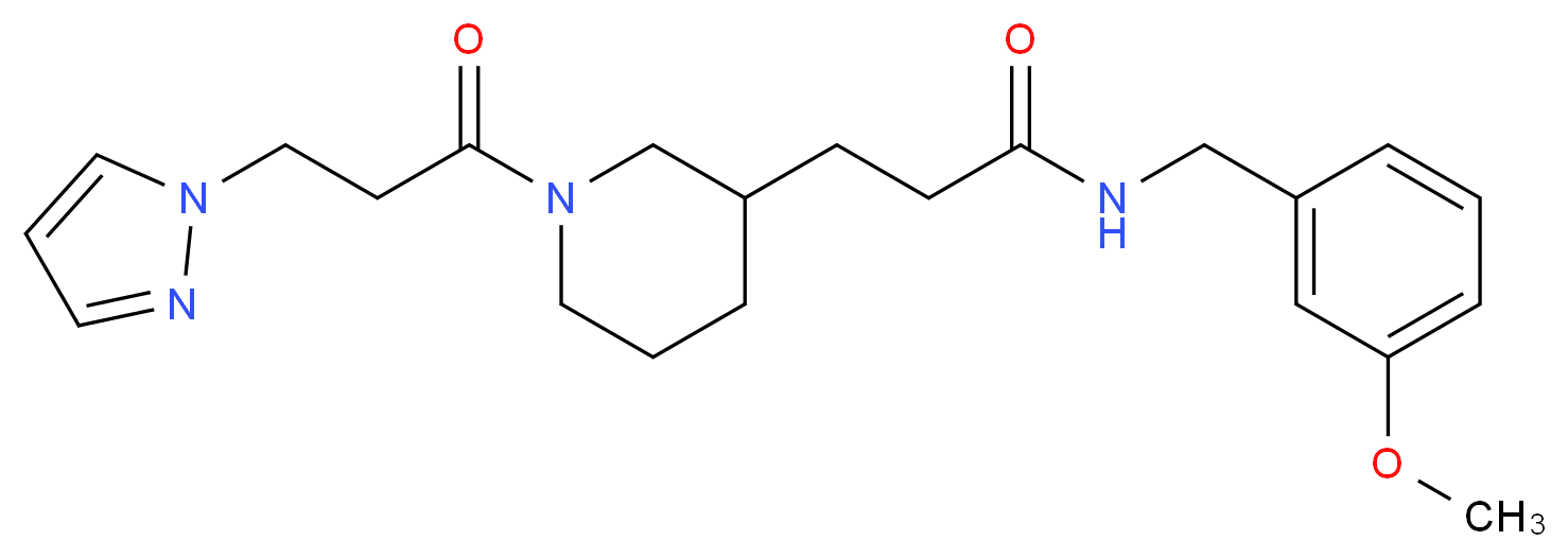 N-(3-methoxybenzyl)-3-{1-[3-(1H-pyrazol-1-yl)propanoyl]-3-piperidinyl}propanamide_分子结构_CAS_)
